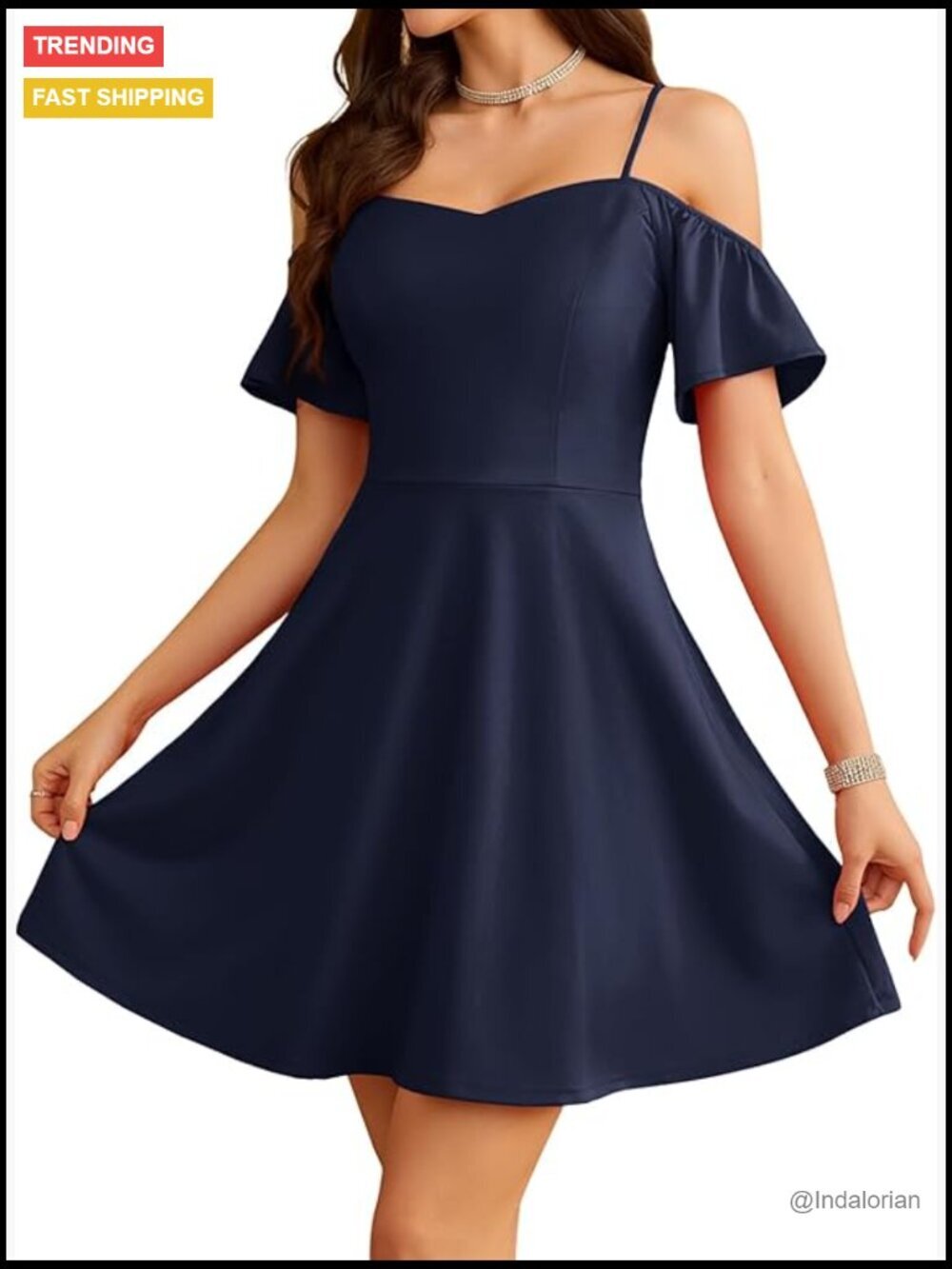 Off Shoulder Cocktail Dress, A-Line Fit and Flare, Semi Formal